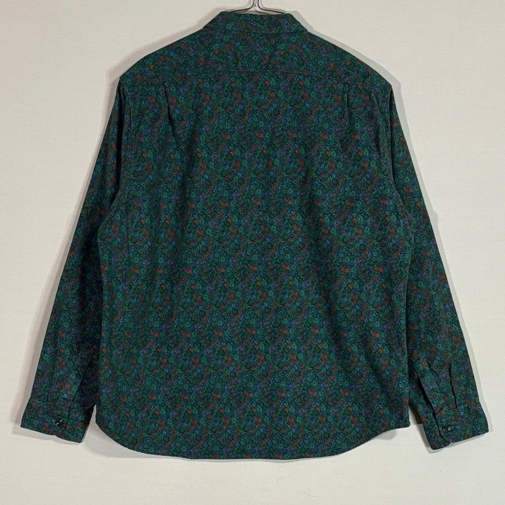 J.Crew Men’s Midweight Flannel Workshirt Green Floral XL Classic